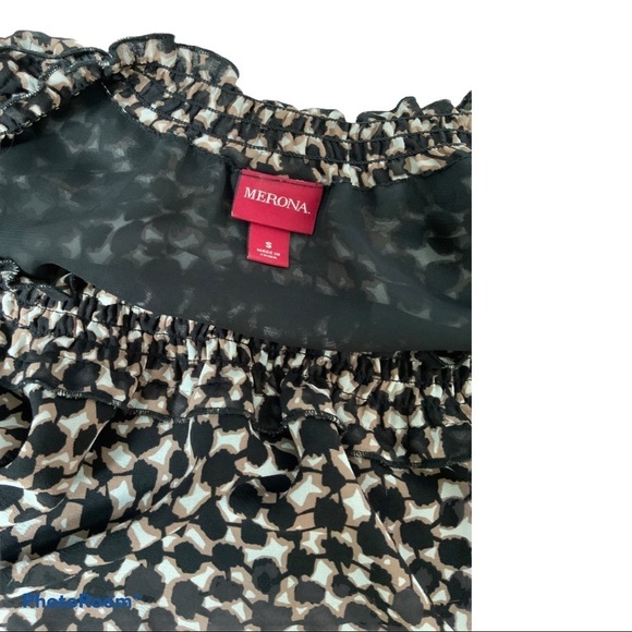 Merona Animal Print Shirred Peasant Short Sleeve - Picture 8 of 9